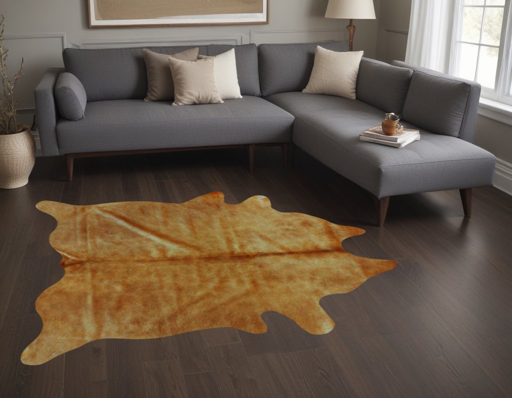 5' X 7' Brown Cowhide Cowhide Print Area Rug