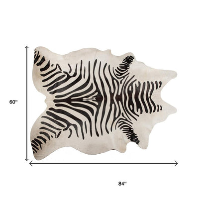 5' X 7' Zebra Stripe Black And White Natural Cowhide Area Rug