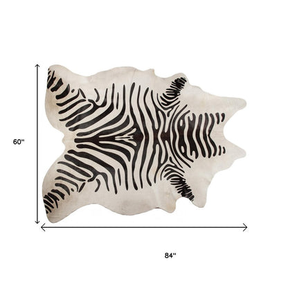 5' X 7' Zebra Stripe Black And White Natural Cowhide Area Rug