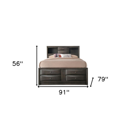 Gray Solid Wood Full With Ten Drawers Bed Frame