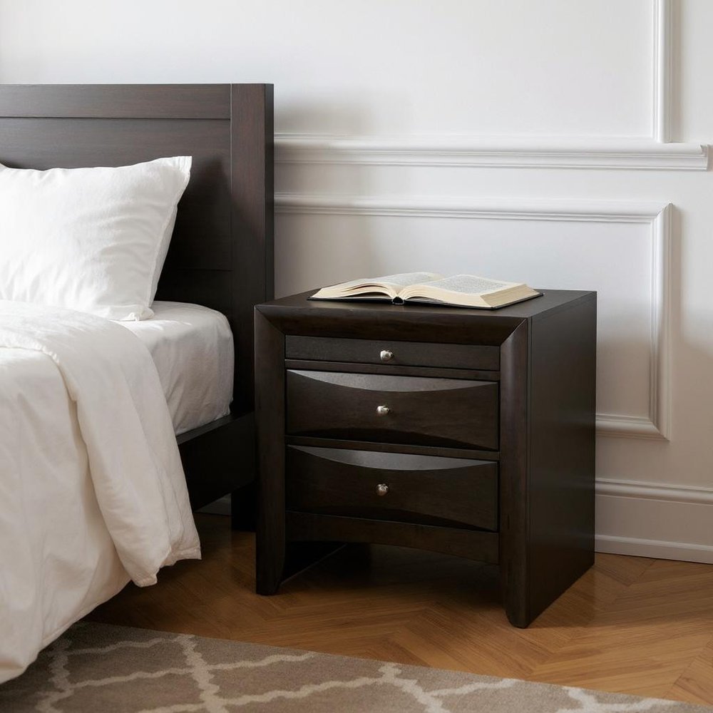 25" Solid Wood Two Drawer Nightstand