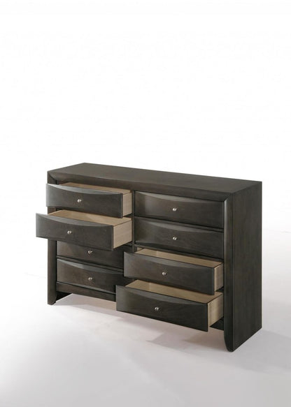 59" Gray Wood Eight Drawer Double Dresser