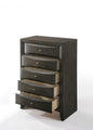 32" Gray Wood Five Drawer Dresser