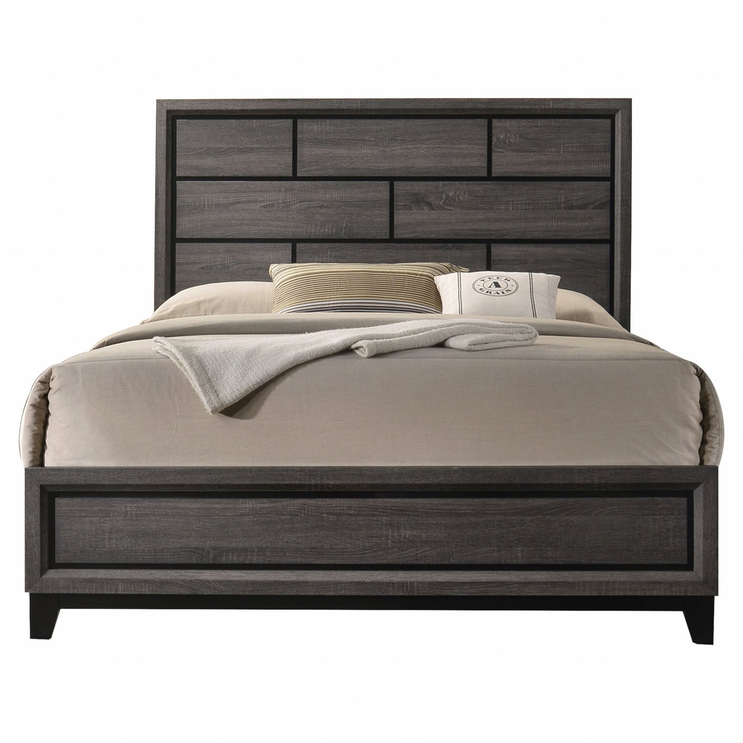 Gray Solid Wood Bed Frame