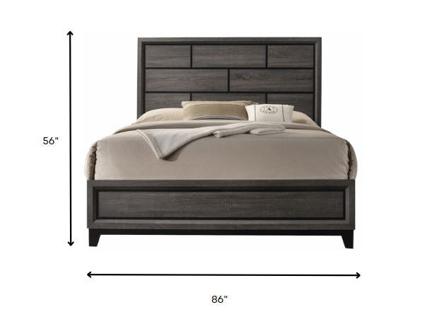 Gray Solid Wood Bed Frame