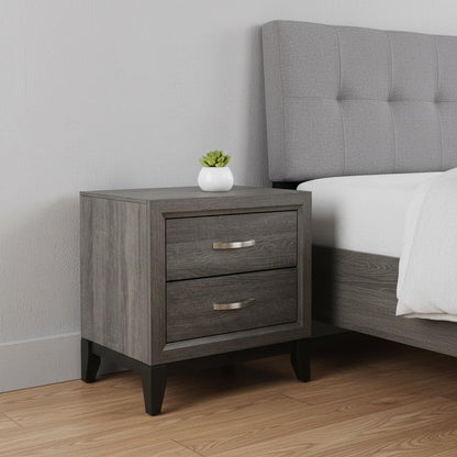 25" Gray Two Drawers Nightstand