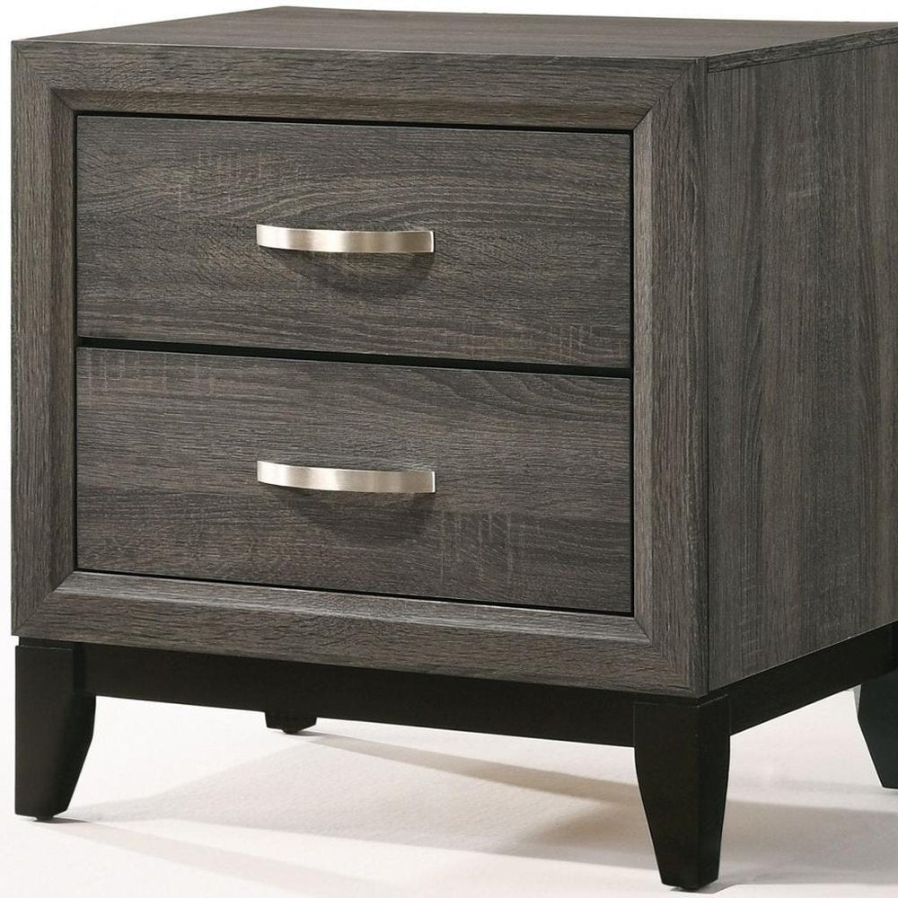25" Gray Two Drawers Nightstand