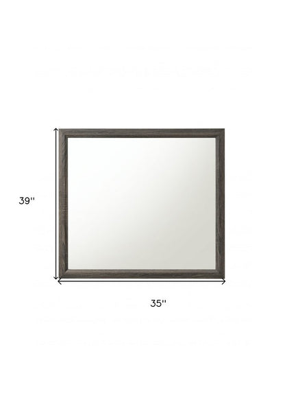 35" Gray Wood Framed Accent Mirror