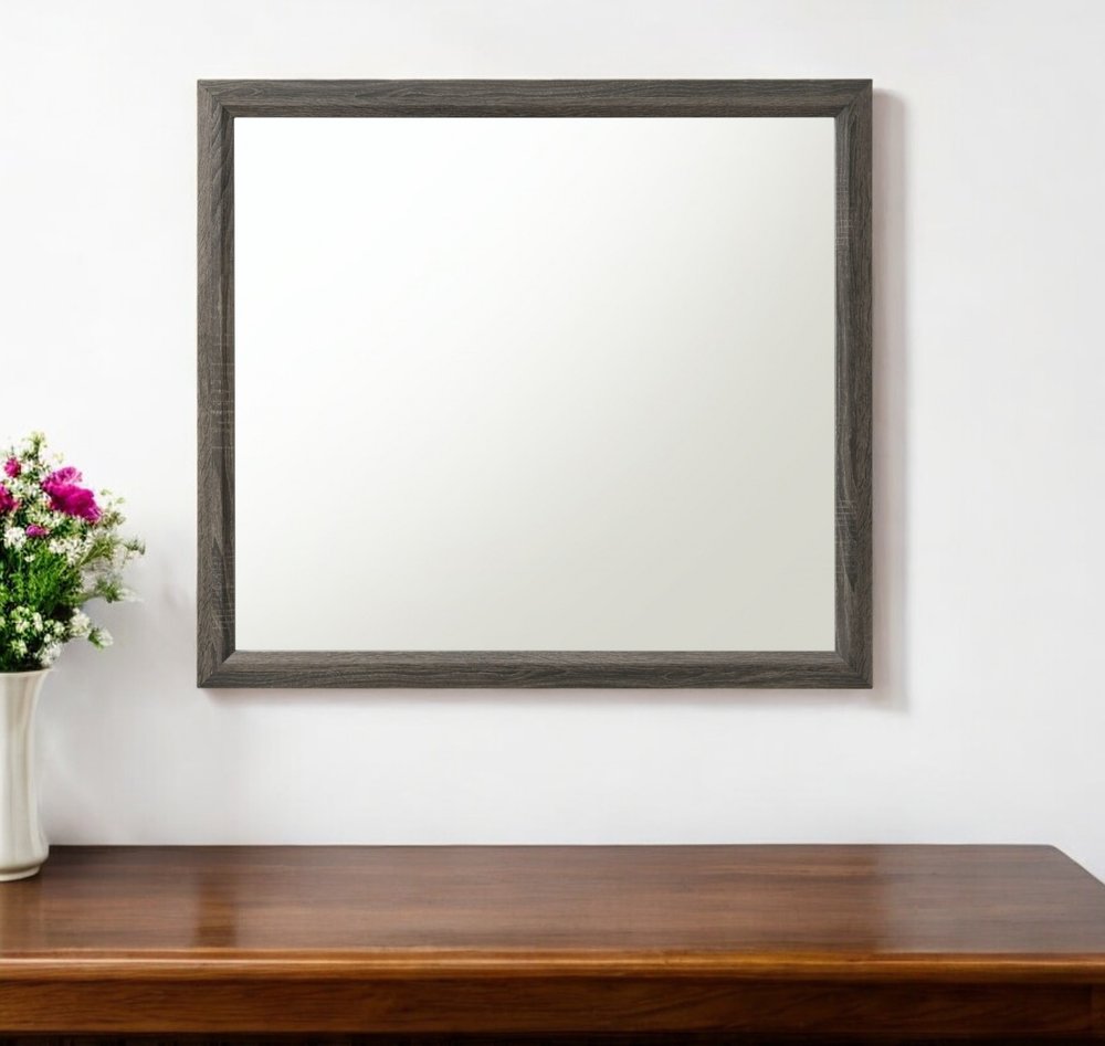 35" Gray Wood Framed Accent Mirror