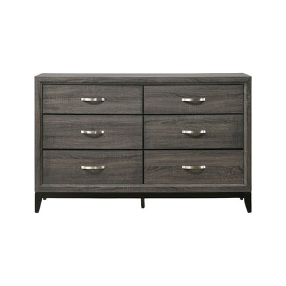 58" Gray Six Drawer Double Dresser