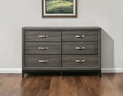 58" Gray Six Drawer