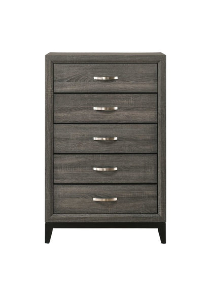 31" Gray Wood Five Drawer Dresser