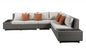 Beige Polyester Modular L Shaped Four Piece With Console And Toss Pillows