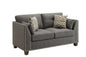 58" Light Gray And Dark Brown Loveseat and Toss Pillows