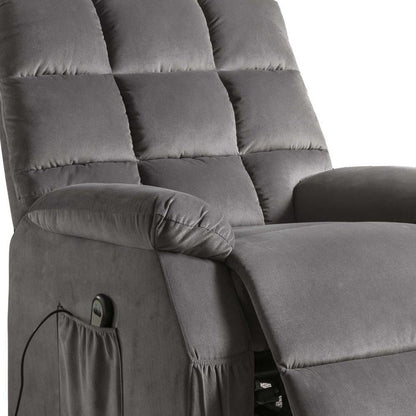 34" Gray Velvet Heated Massage Lift Assist Power Recliner