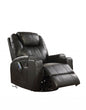 34" Black Leather Match Power Heated Massage Recliner