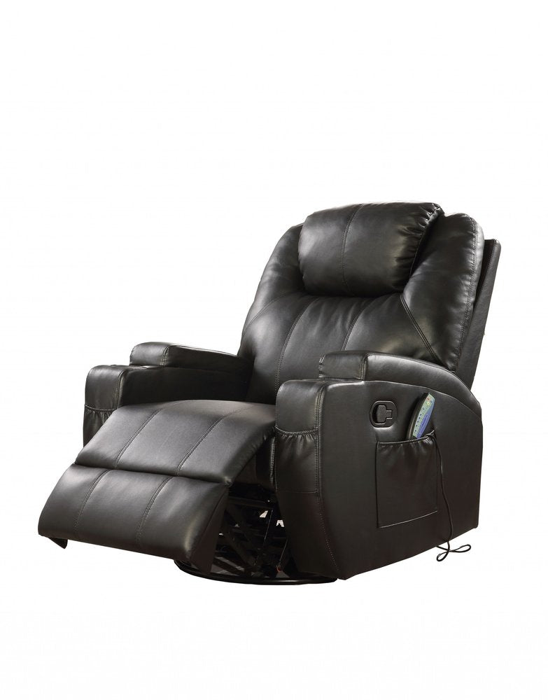 34" Brown Faux Leather Heated Massage Home Theater Recliner