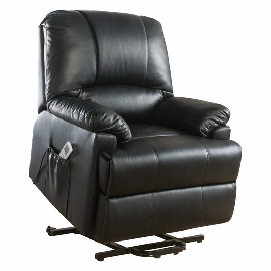 34" Black Faux Leather Power Massage Lift Assist Recliner