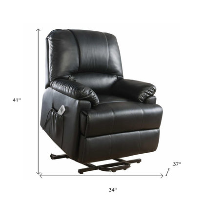 34" Beige Faux Leather Power Massage Lift Assist Recliner