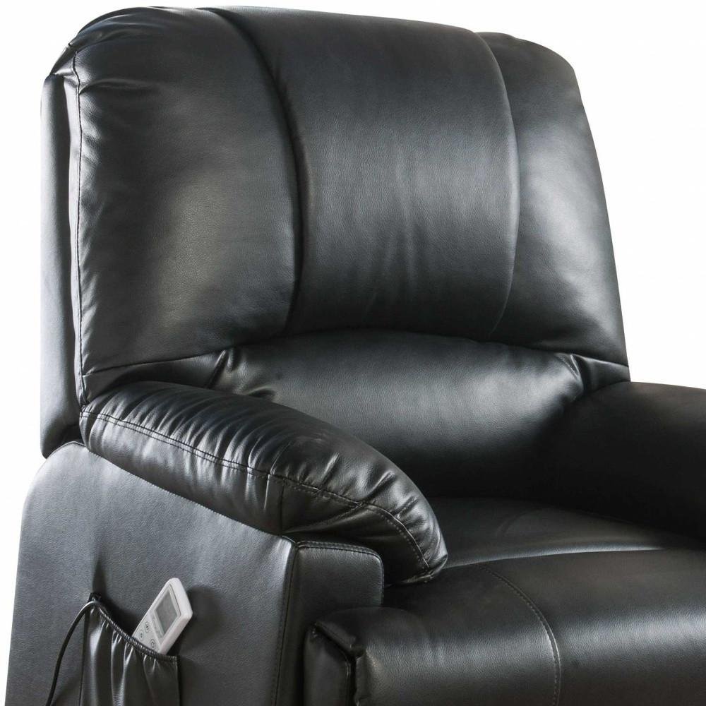 34" Beige Faux Leather Power Massage Lift Assist Recliner