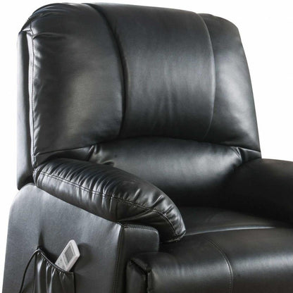 34" Beige Faux Leather Power Massage Lift Assist Recliner