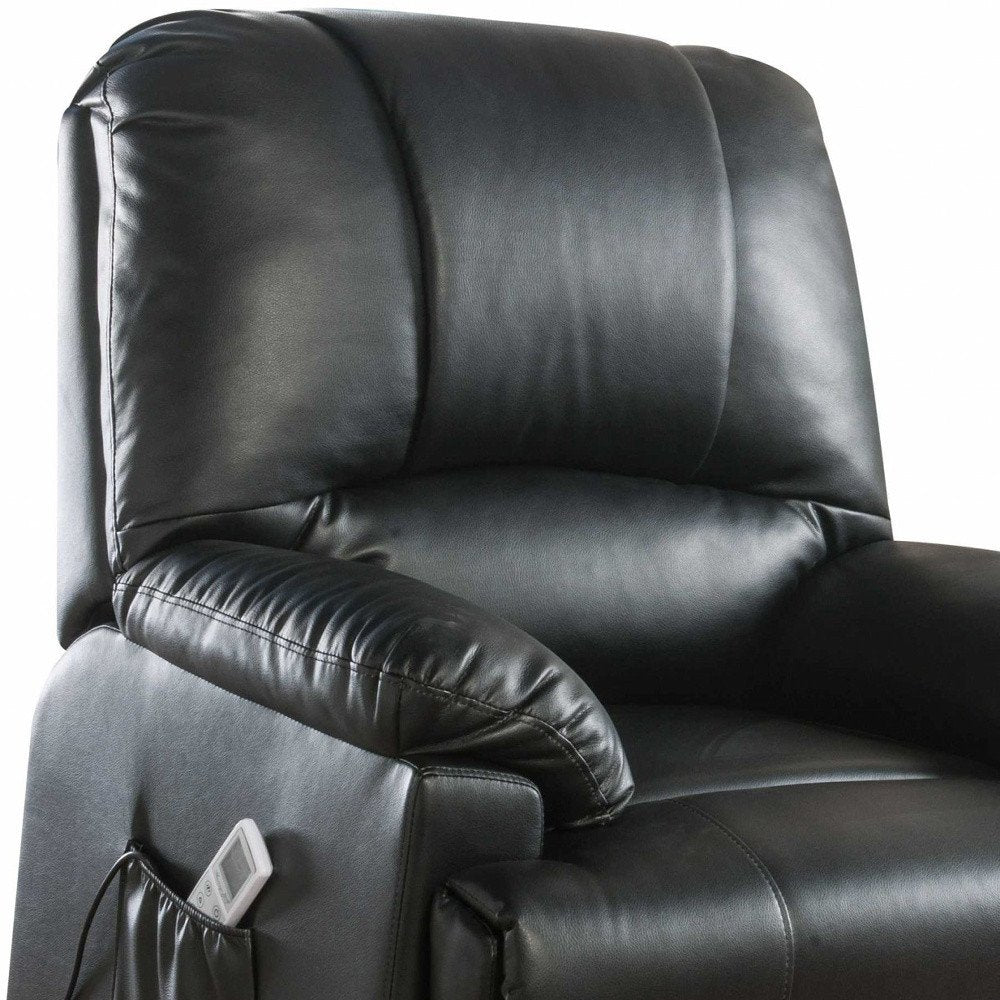 34" Beige Faux Leather Power Massage Lift Assist Recliner