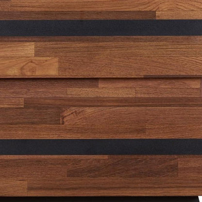 23" Black And Brown Wood And Iron End Table With Two Drawers