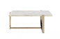 43" White and Gold Faux Marble And Iron Frame Coffee Table