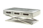 51" Silver Aluminum Trestle Coffee Table With Three Drawers
