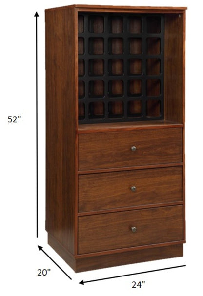 52" Brown And Black Wood Bar Cabinet With Three Drawers