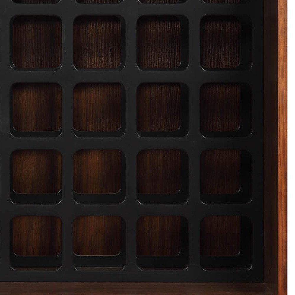 52" Brown And Black Wood Bar Cabinet With Three Drawers