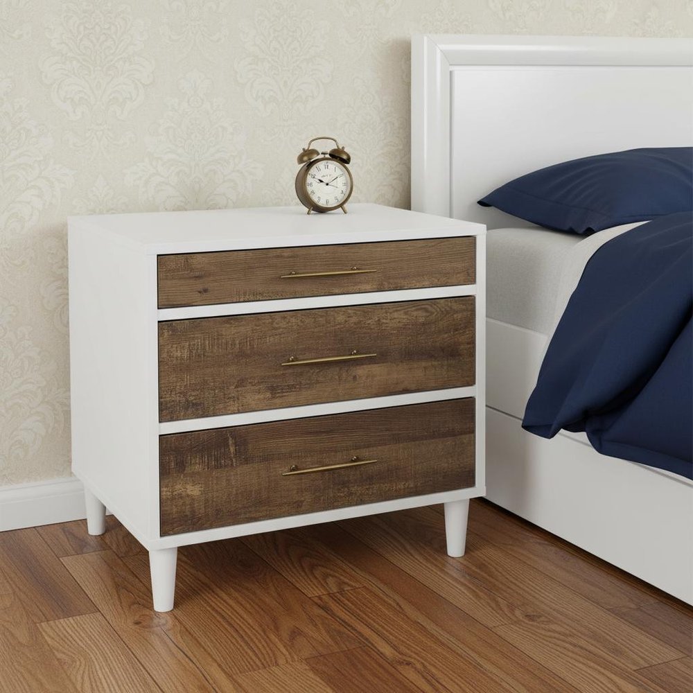 21" Brown Three Drawers Nightstand