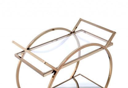 33" X 19" X 35" Champagne Metal Tube Serving Cart