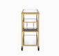 40" Clear and Gold Glass and Iron Rolling Prep Table