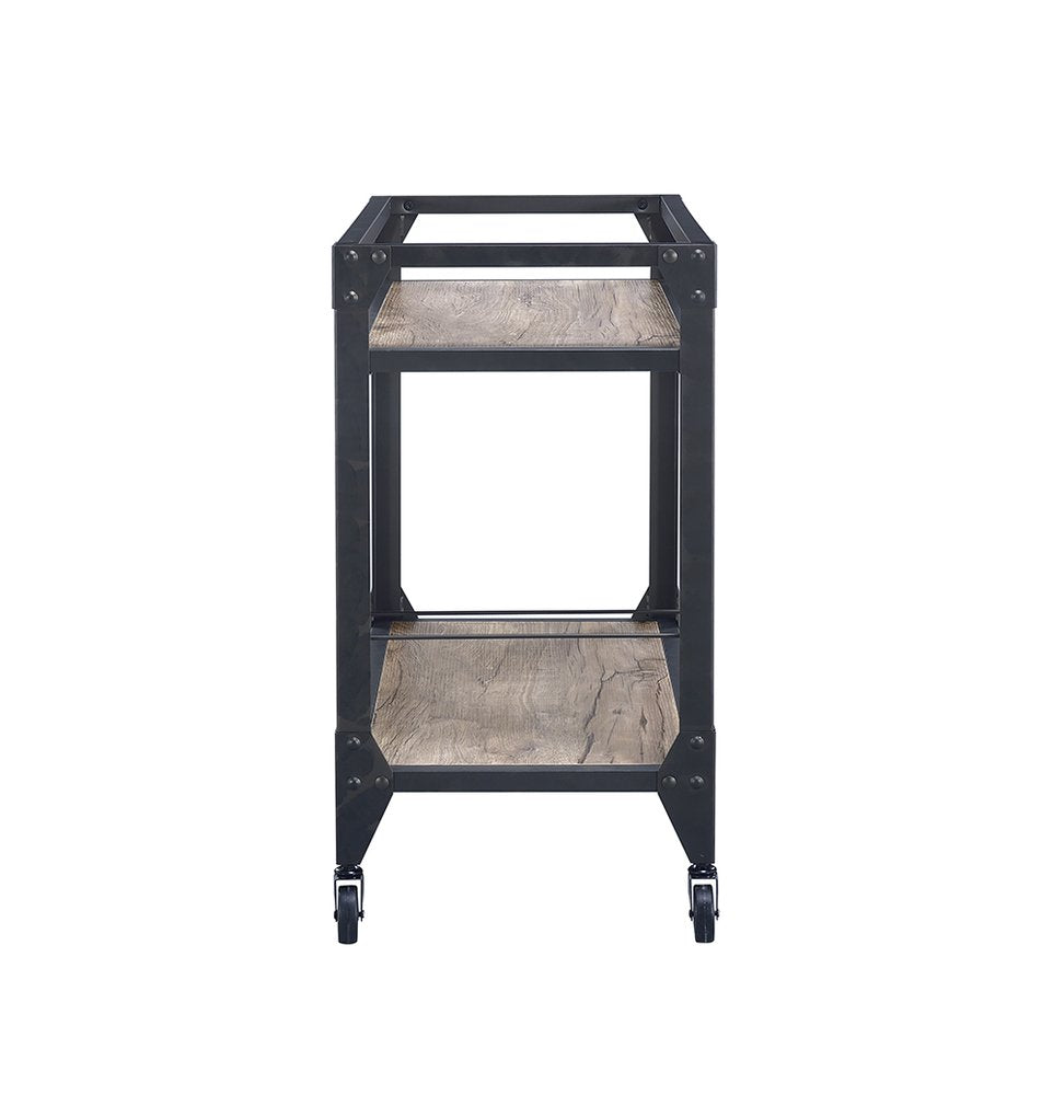 Black and Natural 32" Rolling Prep Table With Storage