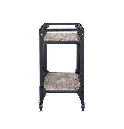 Black and Natural 32" Rolling Prep Table With Storage