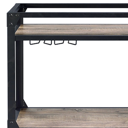 Black and Natural 32" Rolling Prep Table With Storage