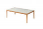 43" Off White And Natural Frosted Glass And Solid Wood Coffee Table