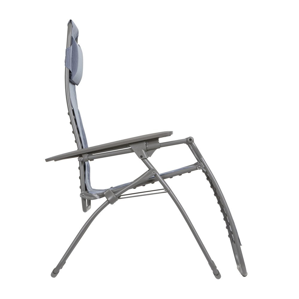 28" Blue Metal Outdoor Zero Gravity Chair with Blue Cushion