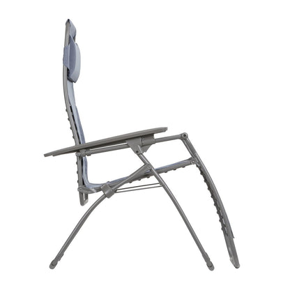 28" Blue Metal Outdoor Zero Gravity Chair with Blue Cushion