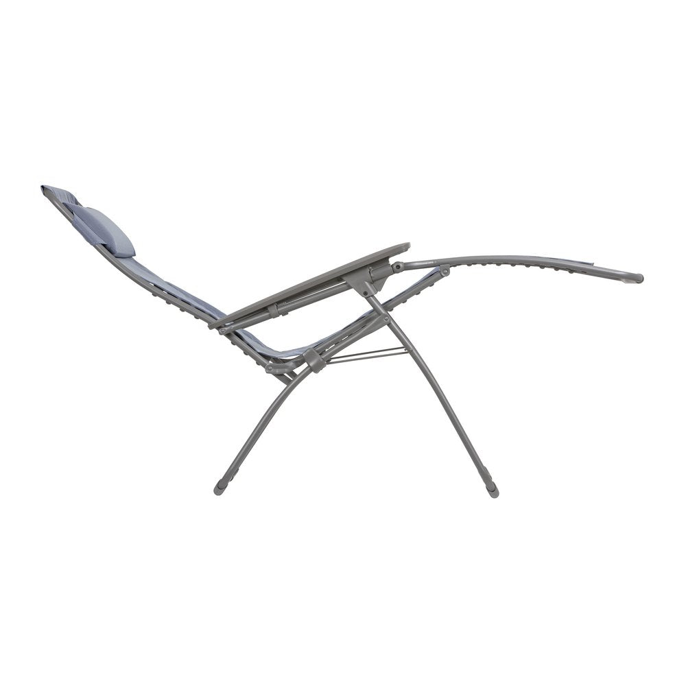 28" Blue Metal Outdoor Zero Gravity Chair with Blue Cushion