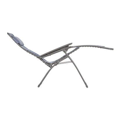 28" Blue Metal Outdoor Zero Gravity Chair with Blue Cushion