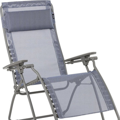 28" Blue Metal Outdoor Zero Gravity Chair with Blue Cushion