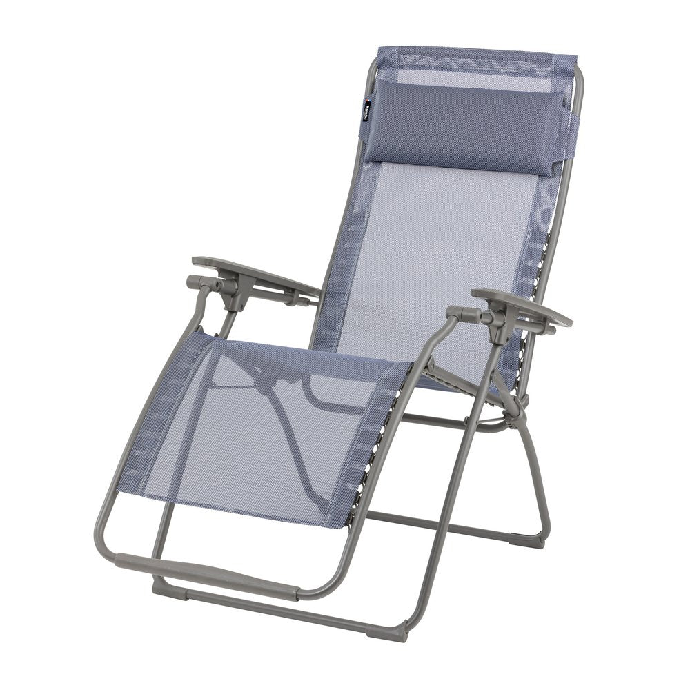 28" Blue Metal Outdoor Zero Gravity Chair with Blue Cushion