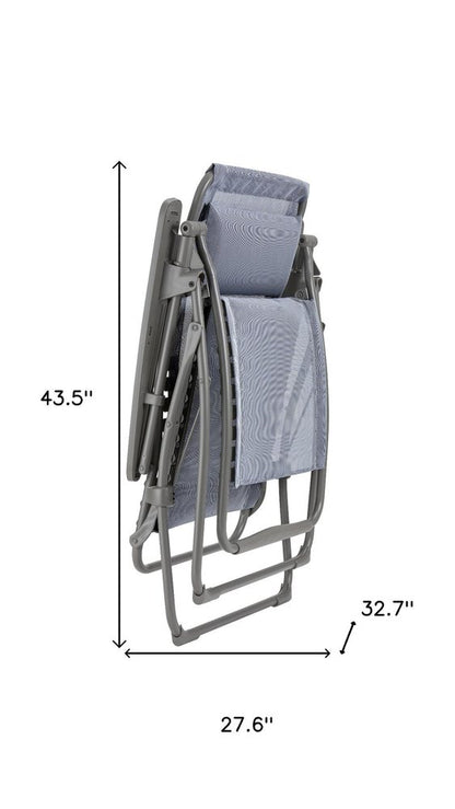 28" Blue Metal Outdoor Zero Gravity Chair with Blue Cushion