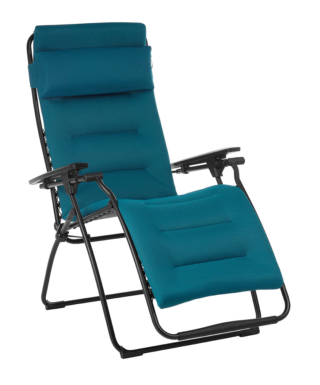 26" Blue Steel Outdoor Zero Gravity Chair with Blue Cushion