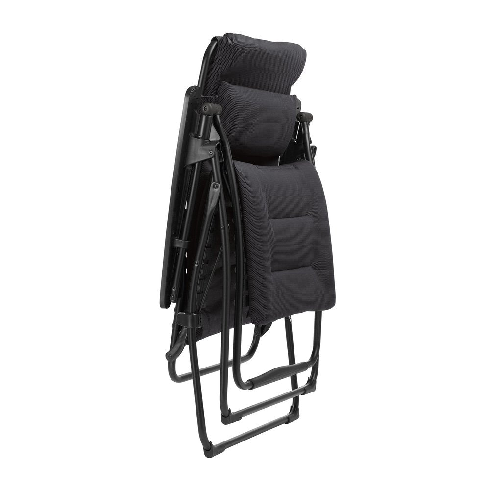 30" Black Steel Outdoor Zero Gravity Chair with Black Cushion