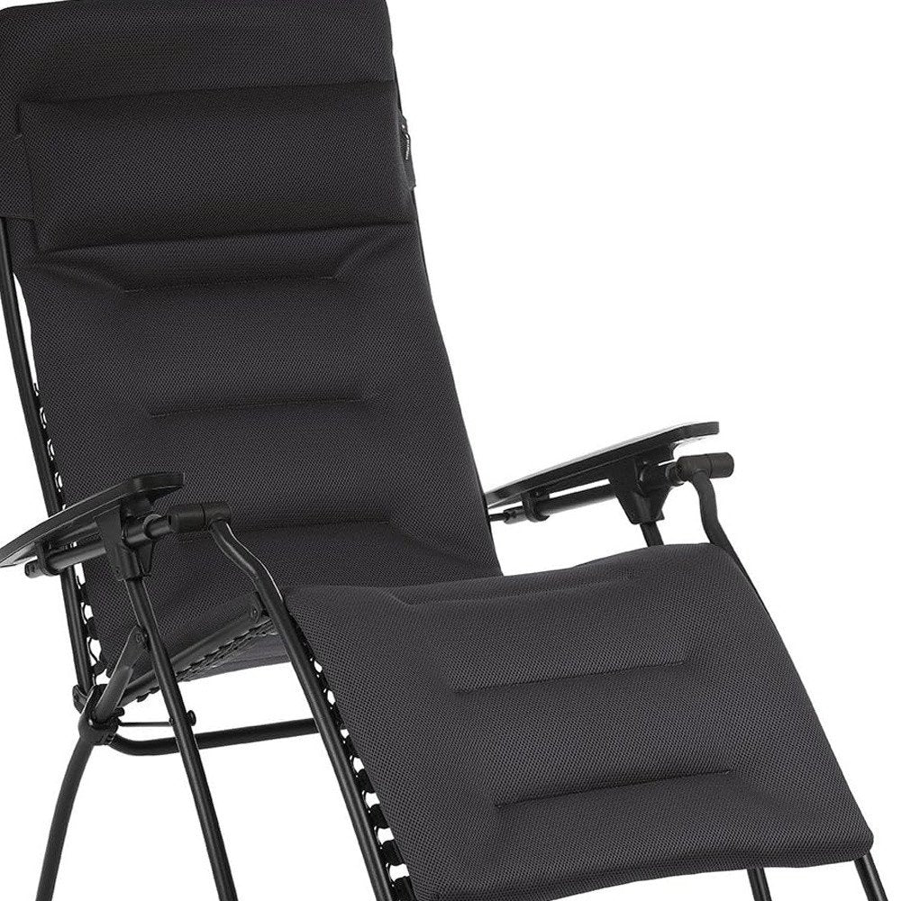 30" Gray Steel Outdoor Zero Gravity Chair with Gray Cushion