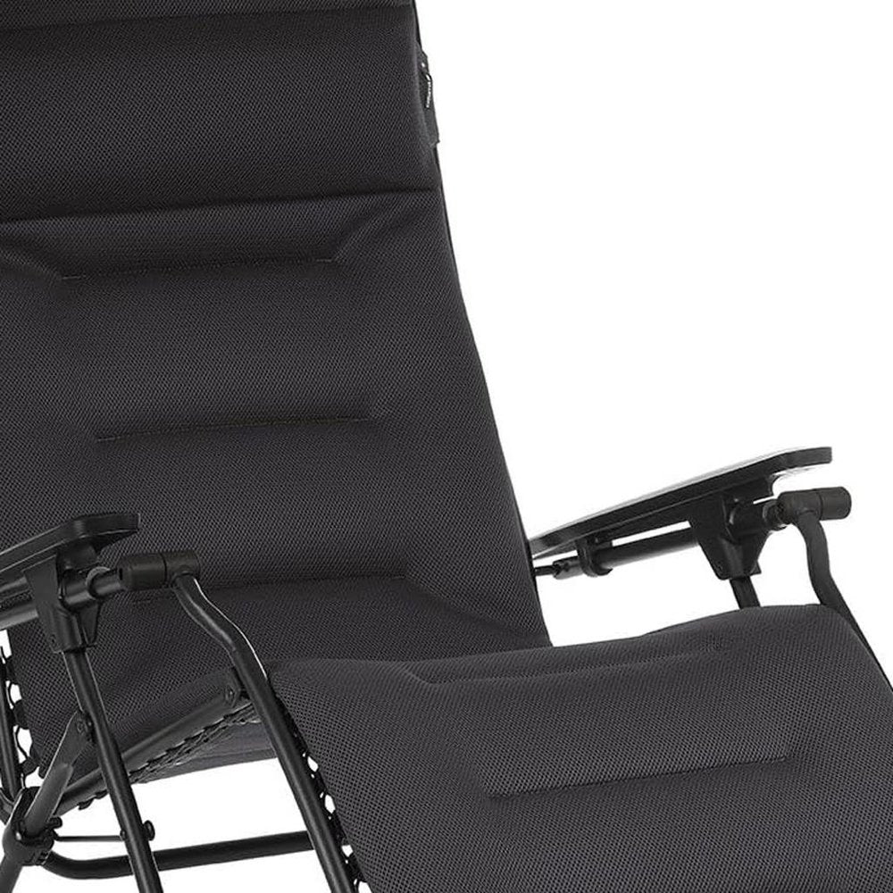 30" Gray Steel Outdoor Zero Gravity Chair with Gray Cushion