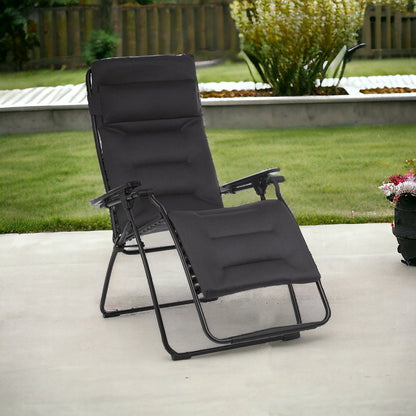 30" Gray Steel Outdoor Zero Gravity Chair with Gray Cushion